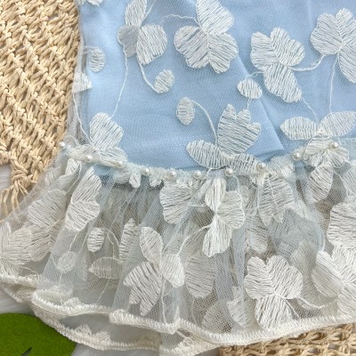 Conj. Blusa de Renda Azul e Short Off